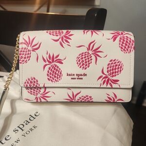 Kate Spade Pineapple Embossed Flap Chain Wallet Crossbody
